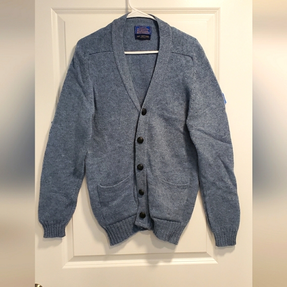 Pendleton Cardigan 1980s 1970s Shetland Wool Large